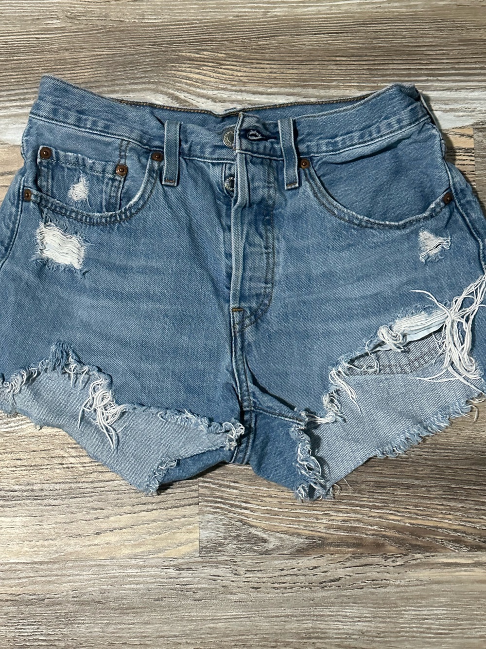 Levi's Light Blue Denim Shorts with Printed Inner Label